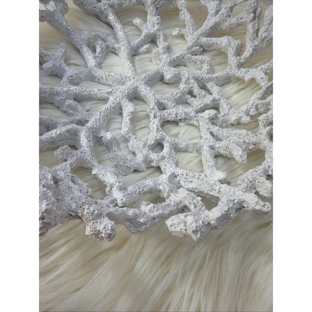 Centerpiece‎ Bowl Coral Reef Metal White & Gold Nautical Design Large Home Decor